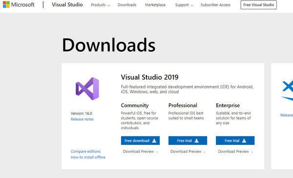 download visual studio community professional enterprise difference