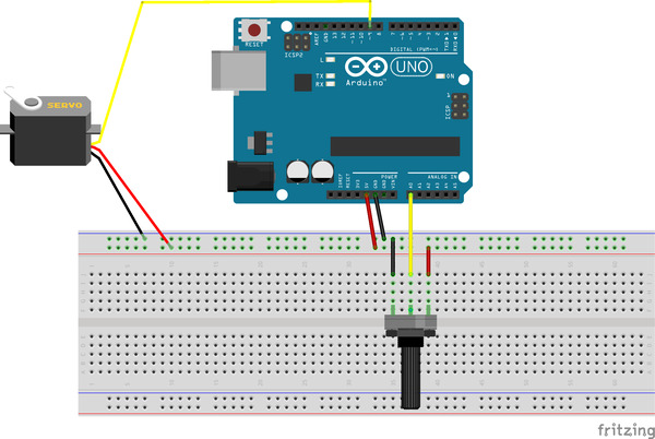 servo motor arduino breadboard