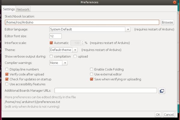 how to change preferences to let arduino save files