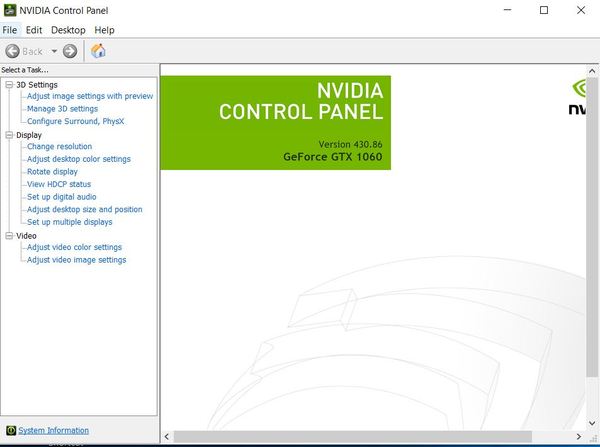 why does my nvidia control panel only shows 3d settings