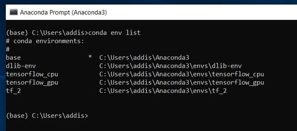 conda env list