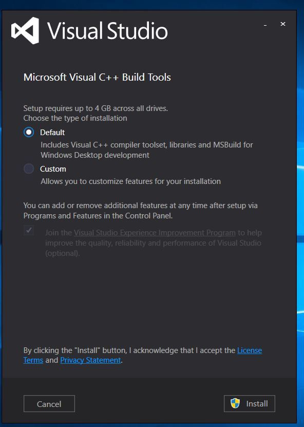 Failed exit code 3221225781. Build Tools for Visual Studio. Microsoft build Tools.